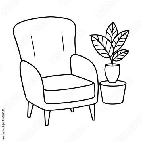 armchair and plant