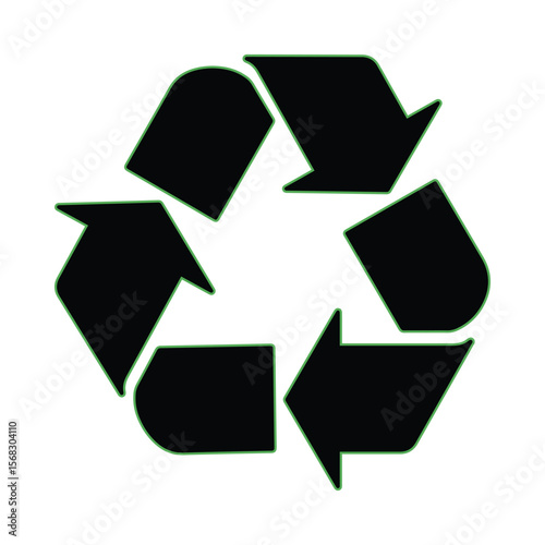Recycle symbol with arrows icon. Reusing recycling, reuse and reduce label badge for print on packaging of the products. Eco conscious branding, green initiatives, and zero-waste projects. Vector.