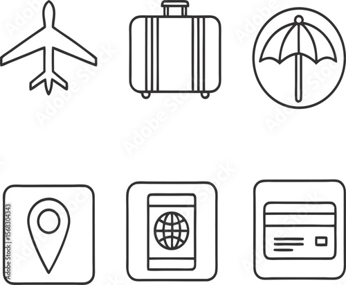 Travel icons set isolated on transparent background
