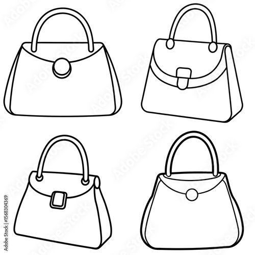 Expensive Handbag Coloring Book Page - Luxury Fashion Accessory Line Art for Kids and Adults