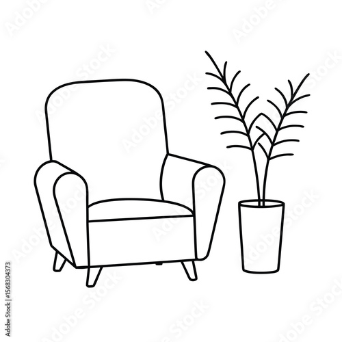 armchair and plants