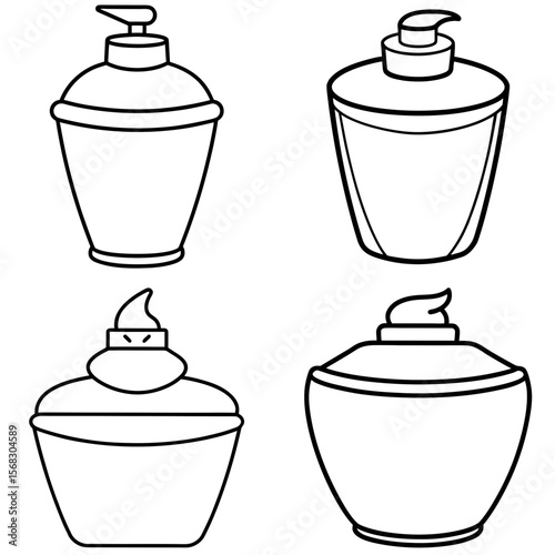  Lotion Bottle Coloring Book Page - Skincare Cosmetic Line Art Illustration for Kids and Adults