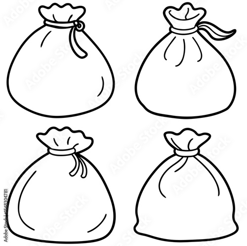  Hessian Bag Coloring Book Page - Rustic Sack Line Art Illustration for Kids and Adults