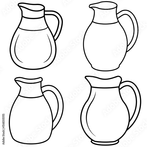 Milk Jug Coloring Book Page - Dairy Container Line Art Illustration for Kids and Adults