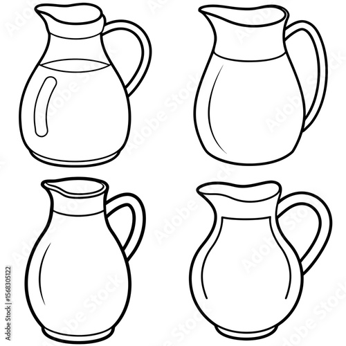 Milk Jug Coloring Book Page - Dairy Container Line Art Illustration for Kids and Adults