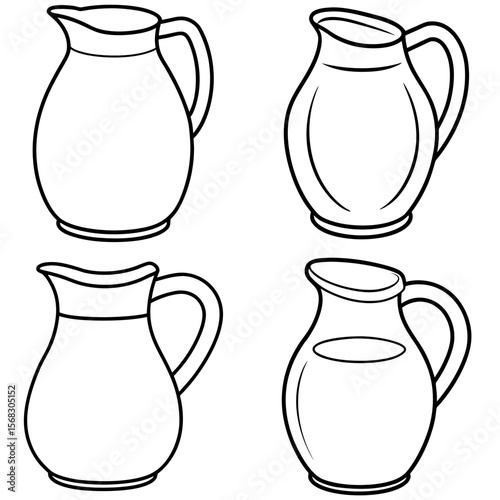 Milk Jug Coloring Book Page - Dairy Container Line Art Illustration for Kids and Adults