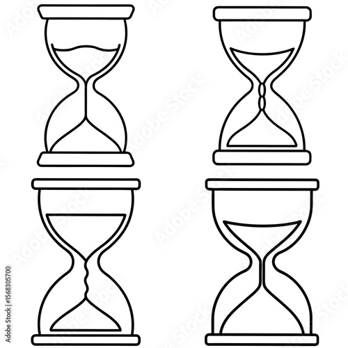 Sand Timer Hourglass Coloring Book Page - Classic Timepiece Line Art for Kids and Adults