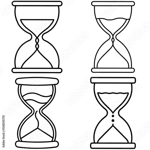 Sand Timer Hourglass Coloring Book Page - Classic Timepiece Line Art for Kids and Adults