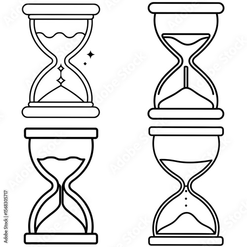 Sand Timer Hourglass Coloring Book Page - Classic Timepiece Line Art for Kids and Adults