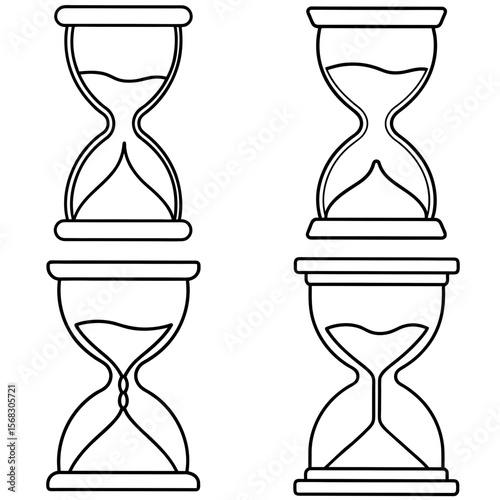 Sand Timer Hourglass Coloring Book Page - Classic Timepiece Line Art for Kids and Adults