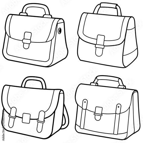 Satchel Coloring Book Page - Classic Bag Line Art Illustration for Kids and Adults