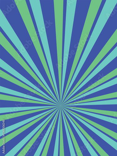 Abstract background with rays retro starburst. Funky ray elements, circle motifs. Vintage beam sunburst with Classic vintage sun rays pattern. green blue and yellow  sunshine pattern background.