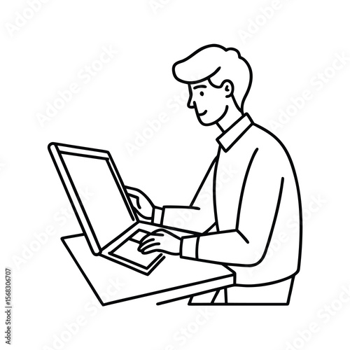 continuous one line drawing of digital artist