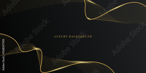 Luxury gold wave lines on black background. Modern and elegant gold color luxury concept. Vector illustration design