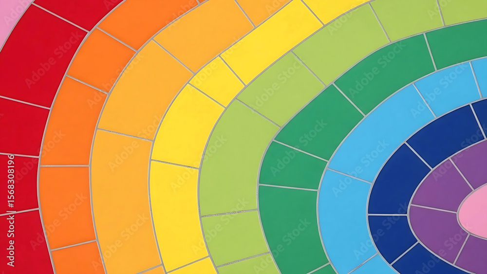 Obraz premium Vibrant Rainbow Mosaic: Colorful Circular Pattern