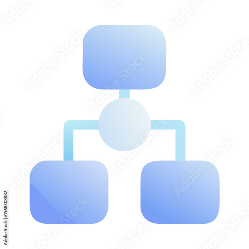 Vector art of a flowchart diagram showing a hierarchical structure with a central node and branches isolated on transparent background