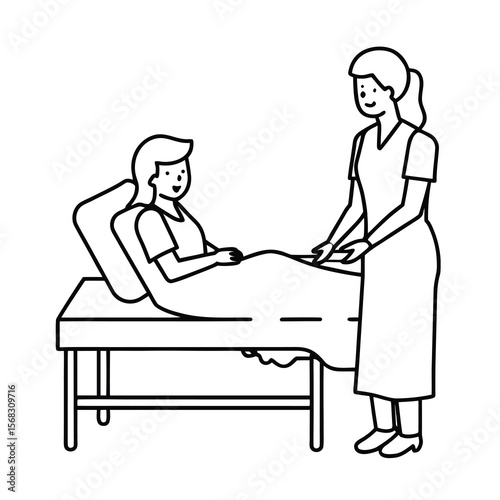 female nurse taking care to illness patient
