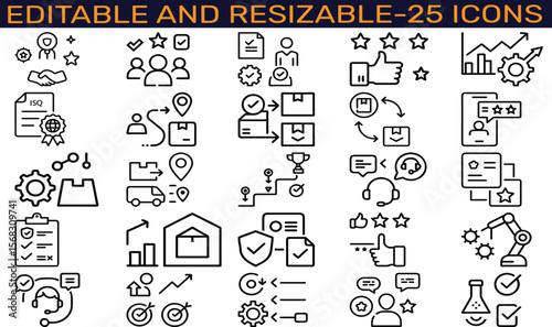 Editable and Resizable Icon Set 25 Business Process Icons for Your Projects