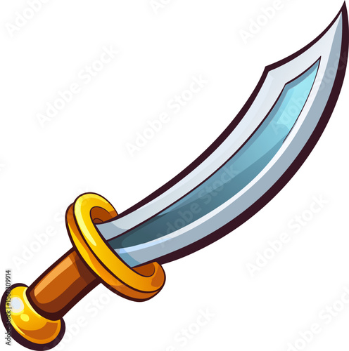 Curved Sword, Scimitar Illustration  A Design Element for Games, Fantasy Art, and More