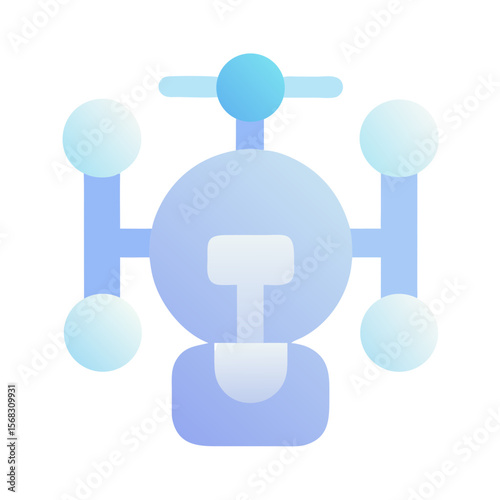 Vector art of a blue and purple gradient icon depicts a drone with four rotors