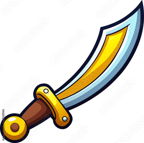 Golden Scimitar A Sparkling Illustration of a Curved Sword