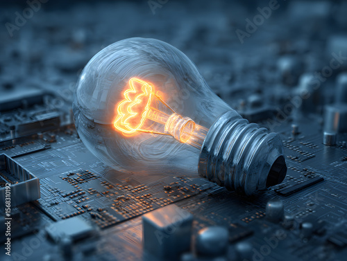 The light bulb as a concept of environmental protection and energy saving. Neural network AI generated art
