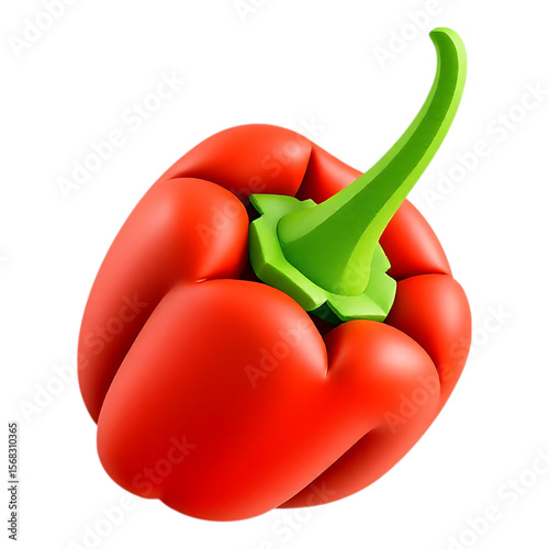 Vibrant 3D Render of a Red Bell Pepper with Green Stem