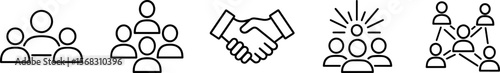 Collaboration, Teamwork, and Networking  Icons Illustrating Successful Group Dynamics and Professional Partnerships