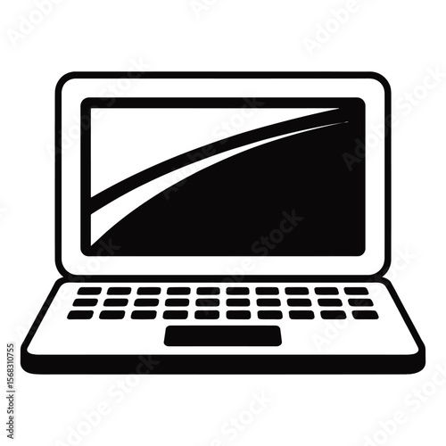 Black and White Laptop Icon Simple Design Minimalist Technology Computer Device vector