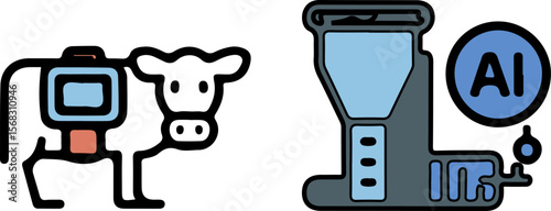 Outline Livestock Icons – Cow Tracker, Smart Feeding, Brn Temperature Control