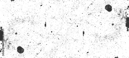 Grainy grunge photo filter background. Black particles, fibers and flecks wallpaper. Vintage rough dirt dotted overlay. Vector sandy gritty template.