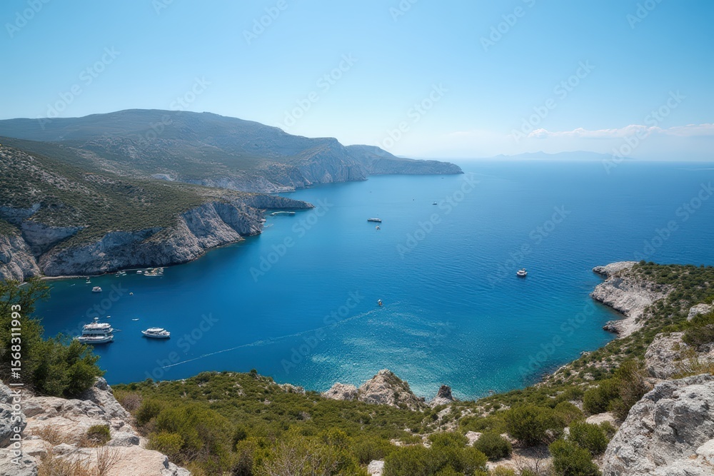 Fototapeta premium Greece- ionian islands- view of cape drastis in summer