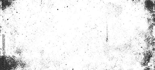 Grainy grunge photo filter background. Black particles, fibers and flecks wallpaper. Vintage rough dirt dotted overlay. Vector sandy gritty template.