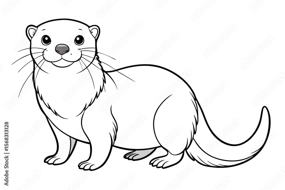 Fototapeta premium coloring page line art the otter black vector