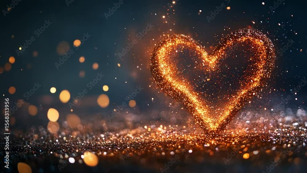 Sparkling Heart: Glowing Glitter Love Romantic Valentines Day.