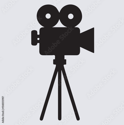 film camera silhouette vector art illustration, movie camera icon