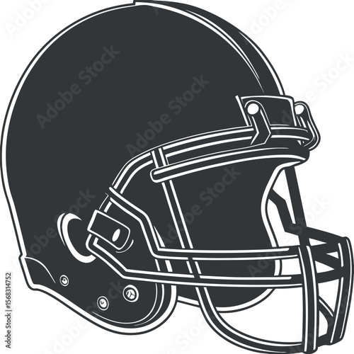 American Football Helmet Illustration with Face Mask and Protective Gear