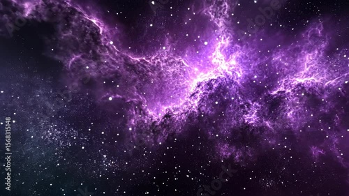 Seamless looped repetitive animation flight through deep space. Colorful starry night sky outer space background. Journey through the Milky Way to distant galaxies and constellations.