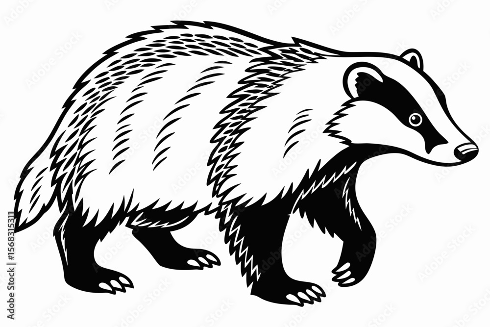 Obraz premium coloring page line art the badger black vector