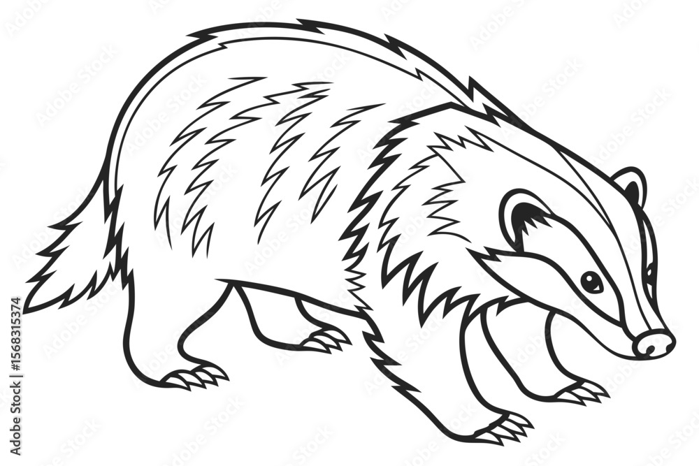 Fototapeta premium coloring page line art the badger black vector