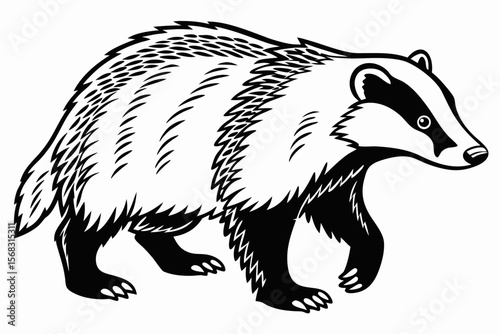 coloring page line art the badger black vector