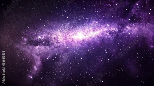 Seamless looped repetitive animation flight through deep space. Colorful starry night sky outer space background. Journey through the Milky Way to distant galaxies and constellations.