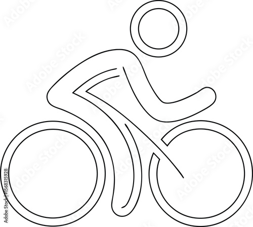 Simple Line Drawing of Person Riding Bicycle