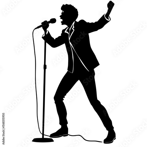 Dramatic Silhouette of Singer in High Contrast Graphic Style
