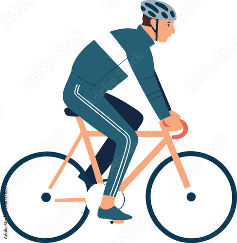 Man in Cycling Gear Riding a Road Bike