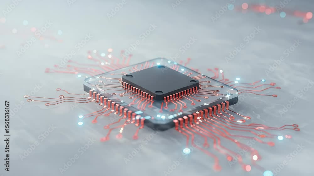 Transpant CPU chip with red data line
