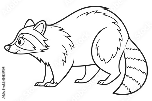 coloring page line art the raccoon black vector