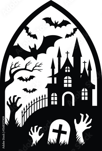 Halloween Spooky House SVG,Halloween Svg
