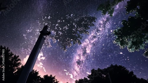 Seamless looped repetitive animation flight through deep space. Colorful starry night sky outer space background. Journey through the Milky Way to distant galaxies and constellations.