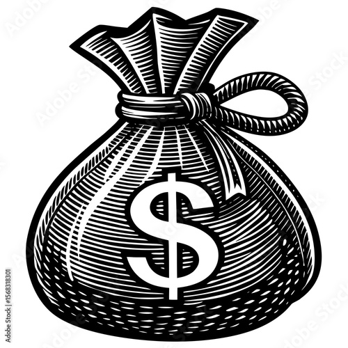 Money bag with dollar sign isolated on white background